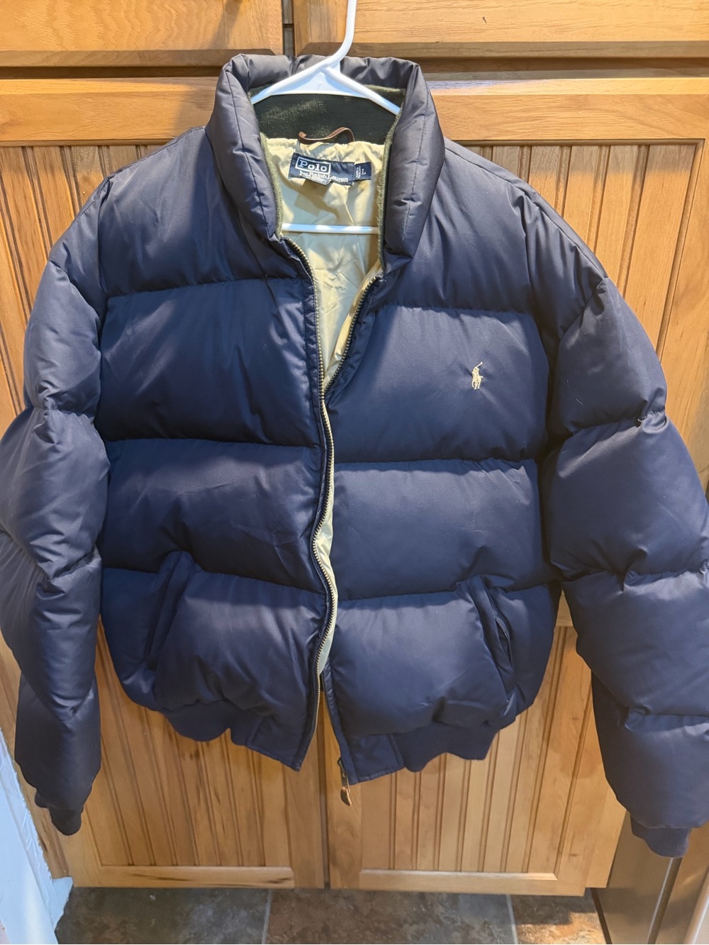 Ralph Lauren Navy and Khaki Down Jacket with Polo Label